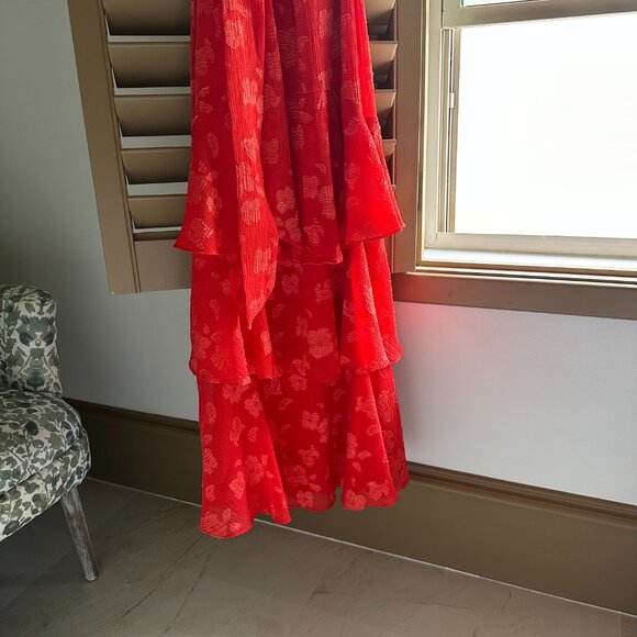 Ralph Lauren's Georgette Tiered Halter Gown Size 2 - Picture 7 of 9